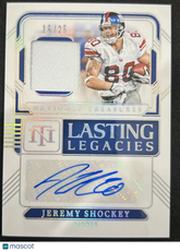 2025 Panini National Treasures Lasting Legacies Jeremy Shockey #LL-JSY Autograph Jersey Patch 16/25